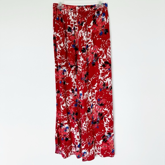 Free People Laye Night Red Floral Print Wide Leg Pants Size Small - Picture 3 of 6